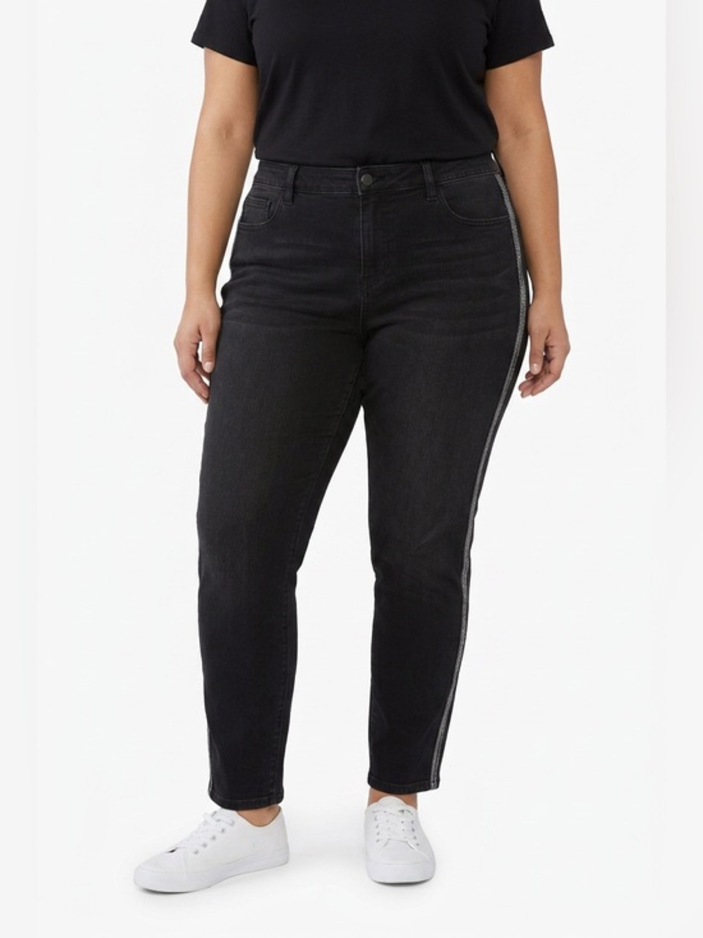👖NWT🤩|•AVA & VIV•| Super Stretch Jegging Skinny Jeans Studded Stripes Size 18W